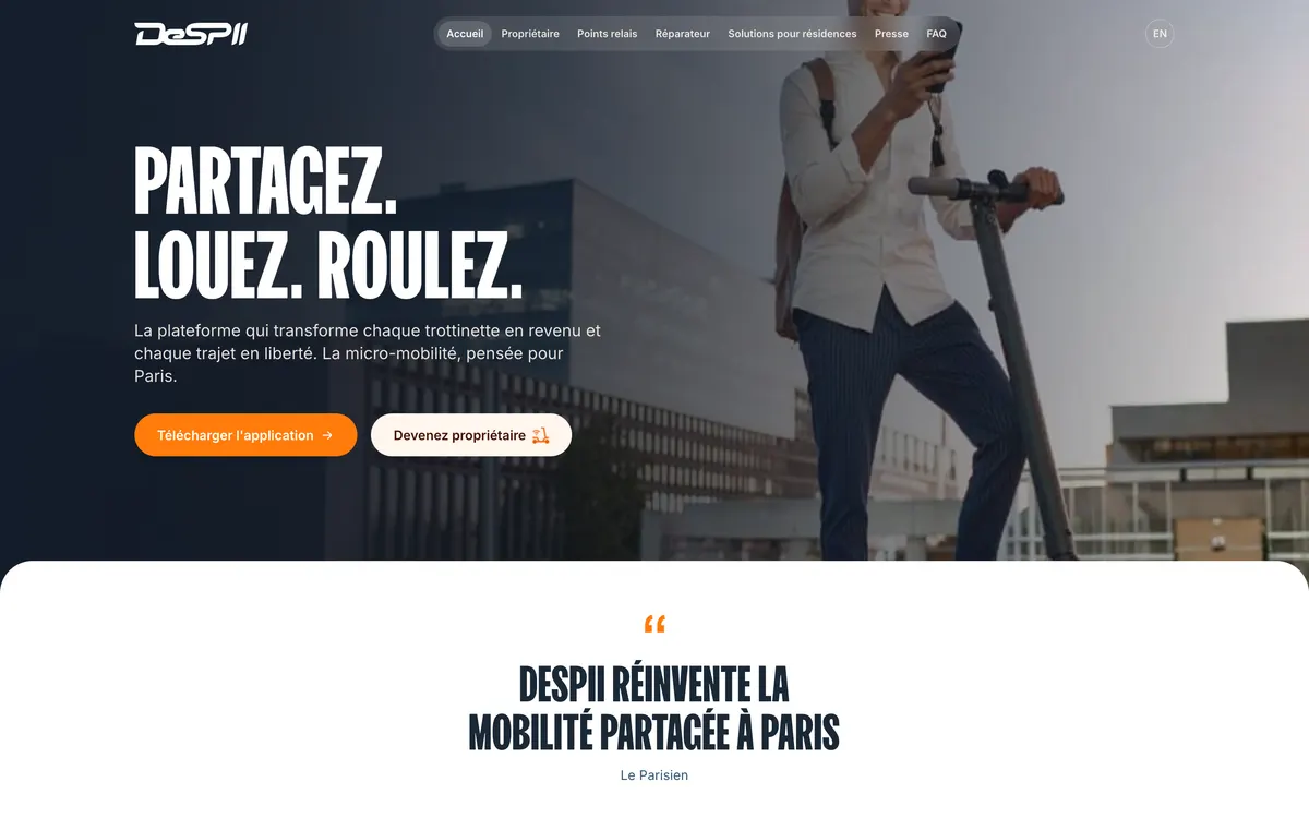 Page d'accueil du site de Despii